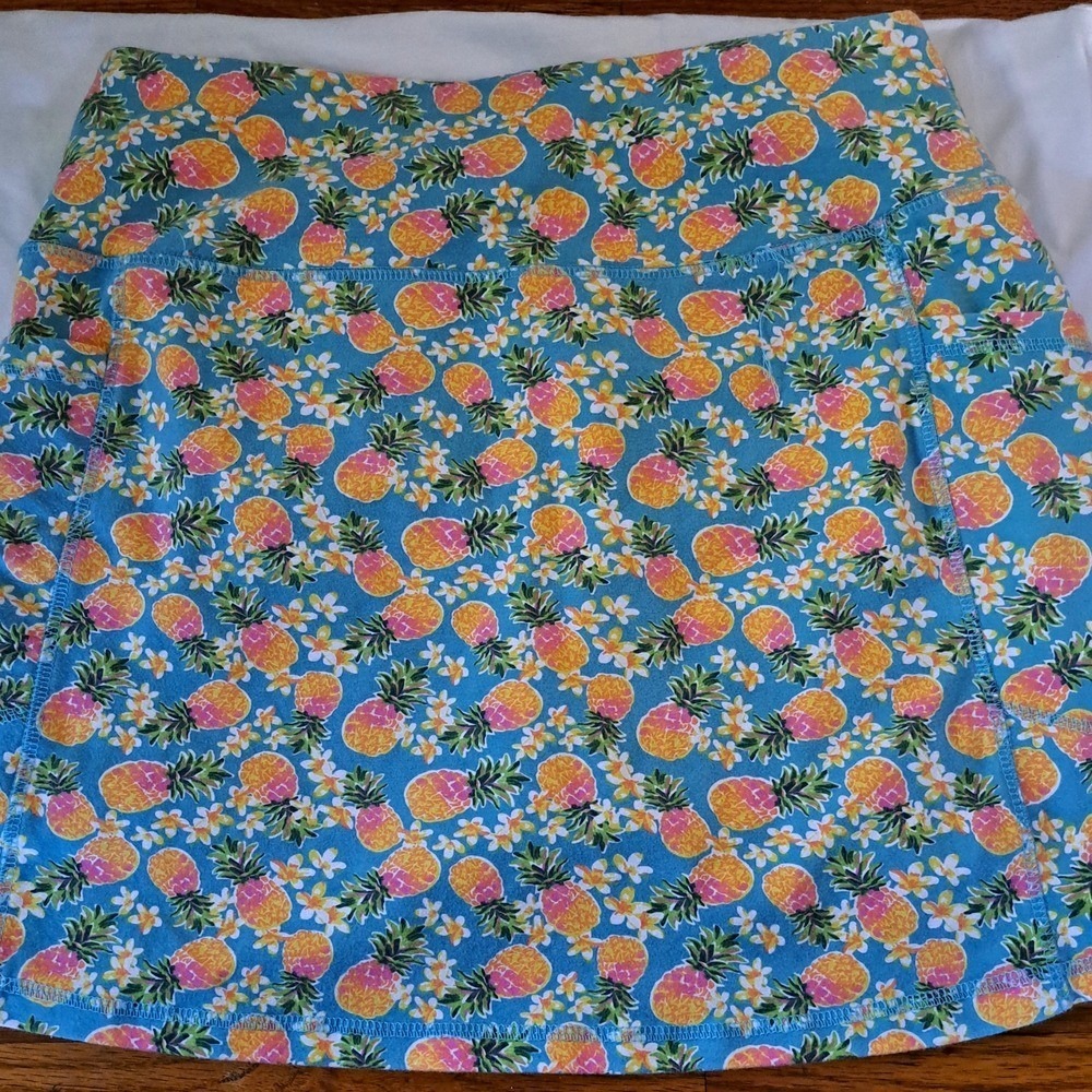 Intro Love The Fit Pineapple Floral Skort Blue‎ Tummy Control Petite Medium PM